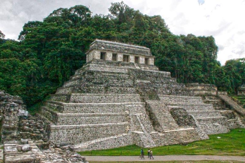 Temple of the Inscriptions was so named because of the three remarkable tablets with inscriptions of the history of Pakal and 180 years of Palenque itself - including 617 glyphs. Pakal ordered the building of this huge funeral pyramid in 675 AD and it was completed after his death by his son.