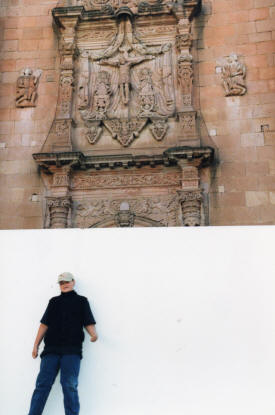 Adam Caddell stands out side Opera House Guadalajara, Jalisco Mexico Photography by Bill Bell