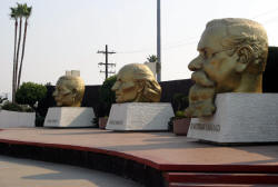 Large busts of former Mexican Presidents.  Bill Bell Photograph