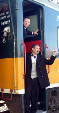 CHEPE First Calls conductors wave to us as the Copper Canyon Train leaves El Furete