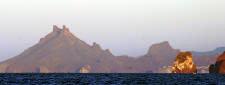 Mexico rugged coastline highlighted by the morning sun near San Carlos