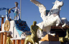 Floats and Queens and people enjoying themselves dominate one of the several major parades during Mazatlan's Mardi Gras...Bill Bell Photograph