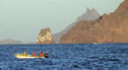 A pangas heads out to fish as viewed from the Santa Rosalia