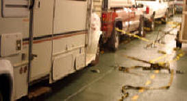 Heavily strapped down on the Santa Rosalia Ferry