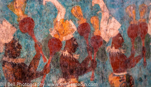  Mayan Archeological site, Pyramids in Bonampak, Murals at Bonampak