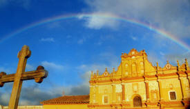 Rainbow over the Cathedral San Cristobal de las Casas, Chiapas Mexico Photography by Bill Bell