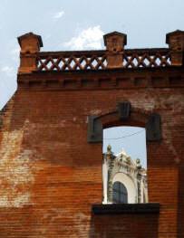 A church in Puebla viewed through a window.  Bill Bell Photograph