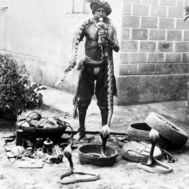 Snake charmer in India - 1886 Photography by Penn